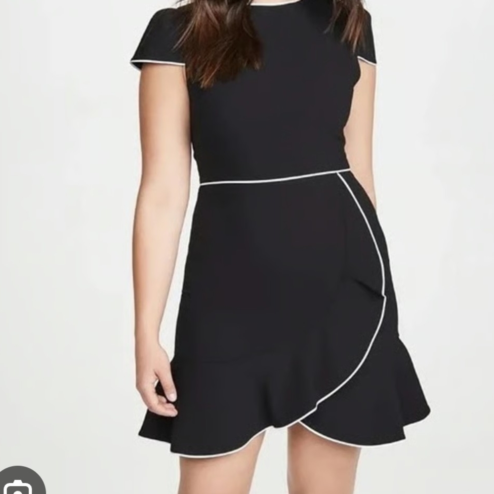 Alice + Olivia Black Mini Dress with White Piping